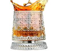Wine Glasses | 360 Degree Rotating Base Clear Drinkware | Whiskey Cups for Men - for Father Men Dad Husband Drinking Party -Christmas Birthday Holiday