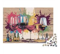 Wine Glasses & Bottles Set 1000-Piece Puzzle for Adults, 52x38cm/1000pcs; White Pieces with A Smooth Surface; Shared Family Time Around The Table