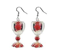 Wine Glasses Earrings For Women, Vintage Design, These V Shaped Earrings, Simulation Pink Wine Glasses Earrings For Women Root, Se référer au descriptif, Acrylic, Refer to description
