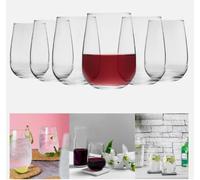 Gaia Extra Large Stemless Wine Glasses - 590ml - Clear - Pack of 6 LAV Clear One Size