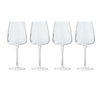 Wine Glasses Set of 4 Contemporary Style Glassware Tableware Dishwasher Safe Drinking Glasses with Ribbed Finish (630ml)