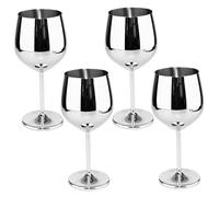 Wine Glasses, Stainless Steel Wine Glass 4Pcs 500ml Stemless Glass U-shaped Potbelly Rust-proof Unbreakable Elegant Modern Portable Metal Cup with Stems for Home Travel, Metal Cups For Drinking