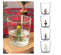 Wine Glasses,Stemless Wine Glasses,3D Wine Glass Cup with Christmas Tree,Christmas Cups for Xmas Party Dinner Parties Bars Restaurants(1 Set)
