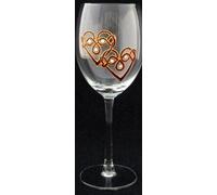 Wine Goblet in a Burgundy Celtic Double Love Knot Design. Handpainted and designed in the UK by Beverley Gallagher, these significant and expressive gifts are ideal for Valentine's Day, Mother's Day, Easter, Christmas, birthdays, anniversaries, weddings, handfastings, civil partnerships ceremonies, engagements and special celebrations.
