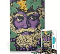 Wine God Illustration Jigsaw Puzzles1000 Pieces Brain Recall Game Premium Laser Cut Quality Absorbing Activity for Quiet Nights (38x52cm)