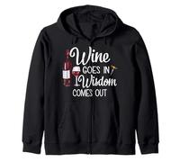 Wine Goes In Wisdom Comes Out Funny Vintner Vinedresser Zip Hoodie