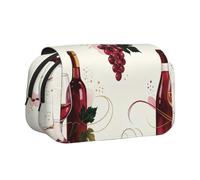 Wine Grape Vine Double-Clamshell Printed Pen Pouch, Oxford Organizer