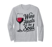 Wine Heals the Soul Vintage Wine Glass Sommelier Joke Long Sleeve T-Shirt