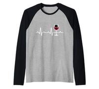 Wine Heartbeat Heart Pulse Glass Drinker Lover Tasting Cool Raglan Baseball Tee