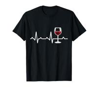 Wine Heartbeat Heart Pulse Glass Drinker Lover Tasting Cool T-Shirt