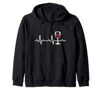 Wine Heartbeat Heart Pulse Glass Drinker Lover Tasting Cool Zip Hoodie