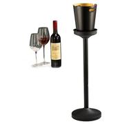Wine Ice Bucket with Stand, Stainless Steel Wine Chiller, Polished Bottle Cooler with Handles for Bar, KTV, Club, BBQ, Party(Matte Black,Style 1)
