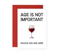 Wine Joke Birthday Card for Her - Age Is Not Important Unless You Are Wine - Greeting Card for Mum, Aunt, Sister, Granny, BFF, Bestie, Friend, Women - Comes with Stickers