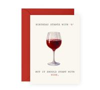 Wine Joke Birthday Card for Her - Red Wine with Witty Quote - Humorous Greeting Card for Women, Girls, Friend, Sister, Besties, BFF, Sister, Mum, Wife - Comes with Fun Stickers