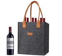 Wine Knock Bag Holder Wine Tote B-10.24 Inch Felt Winning Bottle Bag, Bbag for Storing Carrying Wiine, Botle Hollder with Handle, 6 Partitions Felt Wine Bottle Holder Beer Bag for Picks, black, see