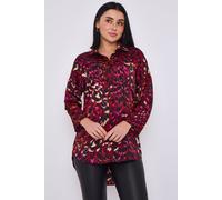 Wine Leopard Print Satin Oversized Shirt Love Sunshine Wine 14