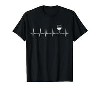 Wine Lover Heartbeat Pulse Line Vino Sommelier Value Graphic T-Shirt, Men, Black, XL