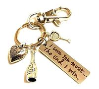 Wine Lover Keychain 'I Love You Most.The End. I Win' with Wine Bottle & Glass, Funny Wine Lover Gift, I Love You More Keyring