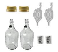 Wine Making/Home Brewing 5l Glass demijohns with Screw caps,airlocks and bungs,Wine Storage/Fermentation (4)