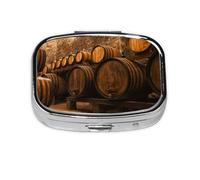 Wine Oak Container,Meta Pill Box 2 Compartment Medicine Case,Portable Organizer,Rectangle Meta Portable Organizer Pill Box 2005 Compartment Medicine Case