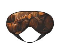 Wine Oak Container Print Sleep Mask Silk Eye Cover Soft Satin Blindfold Elastic Strap Night Eyeshade Travel Nap for Women Men