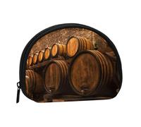 Wine Oak Container Print Women's Mini Coin Purse Wallet Zipper Pouch for Daily Use and Gifts 1PCS