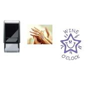 Wine O'clock - Hand Stamp - Suitable for Festivals - Night Clubs - Parties etc self Inking Black Safe Water Based Ink That Easily Washes Off 25mm