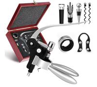 Wine Opener,BOQO Wine Bottle Opener Corkscrew Set,Wine Accessory Sets with Foil Cutter,Aerator,Stopper,Drip Ring,Spare Spirals and Wood Box(Wine Opener Set)