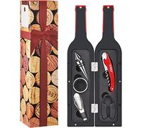 Wine Opener Set, 5 Pcs Deluxe Wine Accessory Set- Includes Corkscrew, Stopper, Wine Pourer, Foil Cutter, Drip Ring w/Fun Static Cling Reusable Drink Markers Stickers Best Gift for Wine Lover, Red