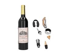 Wine Opener Set 6 in 1 | Electric Corkscrew with Foil Cutter, Drip Ring & Stopper | All in One Wine Bottle Opener Kit for Kitchen/Bar/Party | Reusable Presentation Box
