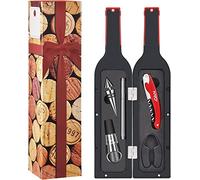 Wine Opener Set, Wine Accessories Gift Set - 5 Pcs Deluxe Wine Bottle Corkscrew Kit Great Housewarming Wedding Birthday Gift for Men Women, Red/Black