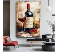 Wine Paint by Numbers for Adults Beginners, DIY Large Acrylic Paint by Number Kits on Canvas 40x100cm/16x40in, Panoramic Wall Art for Home Decor Arts and Crafts Hobby Gift, Landscape,Frameless,w-623k