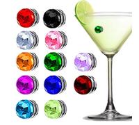 Wine Pendant - 12 Pieces Crystal Magnetic Identification Pendant, Marker for Stemless Glasses, for Valentine's Day, Party, Cocktail, Champagne, Easter, Halloween, Graduation, Decoration