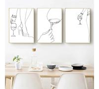Wine Poster Abstract Woman Body Line Drawing Prints Wine Lover Bar Decor Minimalist Kitchen Wall Art Canvas Painting(30x45cm-3Pcs)