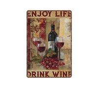 Wine Poster - Inspiration Quote - Gift for Wine Lover - Enjoy Life Drink Wine - Poster Vintage Metal Tin Signs Iron Plaque Wall Decor Bar Club Funny Kitchen Retro Parlor Gifts for mom Dad, 20X30cm