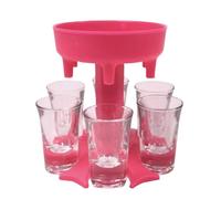 Wine Pourers Alcohol Dispenser 6 Shot Glass Wine Whisky Beer Holder Drinking Games Tools for Christmas Home Party Bar(Red)