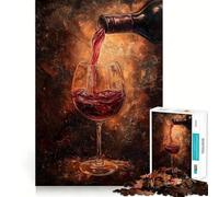 Wine Pouring Into Glass Painting Jigsaw Puzzle 1000 Pieces Cognitive Fun Play High Precision Die Cut Unique Gift for Stress Relief (50x75cm)