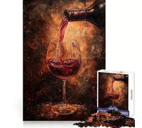 Wine Pouring Into Glass Painting Jigsaw Puzzles for Adults 1000 Piece Mental Exercise Mindful Leisure Snug Lock (38x52cm)