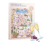 Wine Puzzle Champagne - Exciting and educational jigsaw 1000 piece puzzle for adults - Unique Hand-drawn puzzle map of Champagne