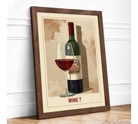 Wine Question Vintage Framed Wall Art Print A1 (84.1×59.4cm) Walnut, Wall Decor for Living Room, Bedroom, Office & Home, Ready to Hang, Art Gift
