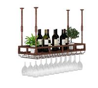Wine Rack 100cm Metal Bottle Holder with Glass Support Wall-mounted Wine Storage Shelf Stylish Brass Wine Display for Home Bar and Kitchen