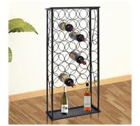 Wine rack 28-bottle Black Wrought Iron Powder-Coated 47.5x21x100cm Wall-mounted