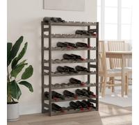 Wine Rack 56 Bottles Grey Solid Pine Wood 118x72x25cm 8-Tier Wave Design WallFix