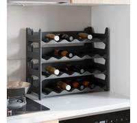 Wine Rack Anthracite PP 60x26x52cm Stackable Modular 24-Bottle Organizer forHome