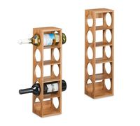 Relaxdays Set of 2 Wine Racks for 5, Bamboo, HWD: 53 x 14 x 12 cm, Home, Kitchen & Bar, Bottle Holder, Natural