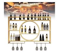 Wine Rack Bar Shelves Wall Mounted with Wine Glass Holder Liquor Shelf Mini Bar Floating Wine Holder Glass Shelves Bar Cabinet Liquor Bottle Display Shelf for Cafe Kitchen Dining Room 100/120/140cm