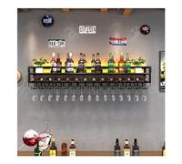 Wine Rack Bar Shelves Wall Mounted with Wine Glass Holder Liquor Shelf Mini Bar Kitchen Storage Rack Glass Shelves Wall Bar Cabinet Corner Coffee Bar Liquor Bottle Display Shelf for Home Dining Room (
