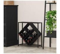 Wine Rack Black Oak Engineered Wood 16 Bottle Compact 51x18x52.5cm Modern Indoor