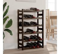 Wine Rack Black Solid Pine 30 Bottle 6-Tier 86x53x25 cm Free-Standing Countertop