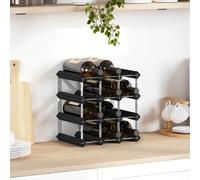 Wine Rack Black Solid Pine & Galvanised Steel 12-Bottle 32.5x22.5x32.5cm Rustic